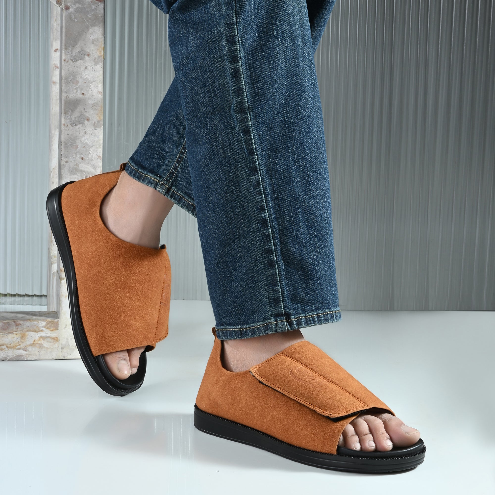 Diabetic Comfy-Pro Buddy Sandal for reduction of burning and loss of sensation. 1 Strap Brown