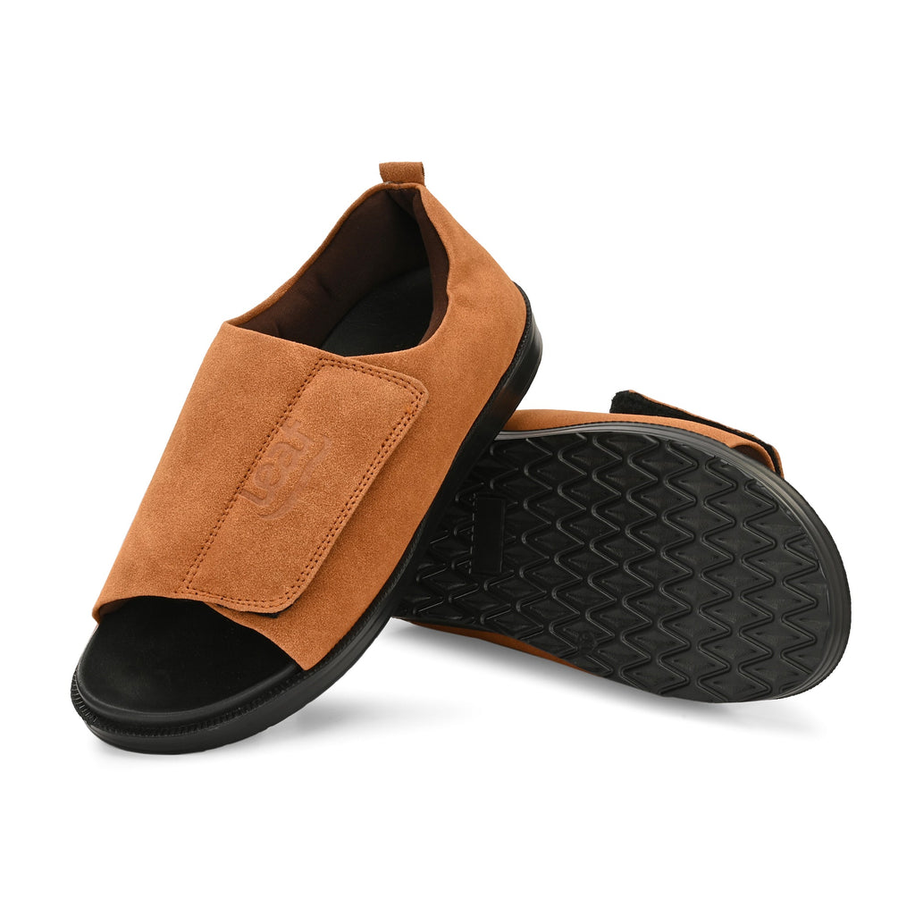 Diabetic Comfy-Pro Buddy Sandal for reduction of burning and loss of sensation. 1 Strap Brown