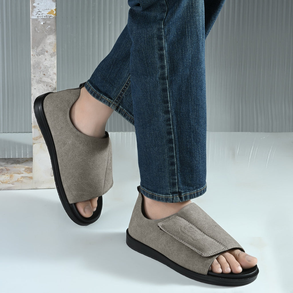 Diabetic Comfy-Pro Buddy Sandal for reduction of burning and loss of sensation. 1 Strap Grey