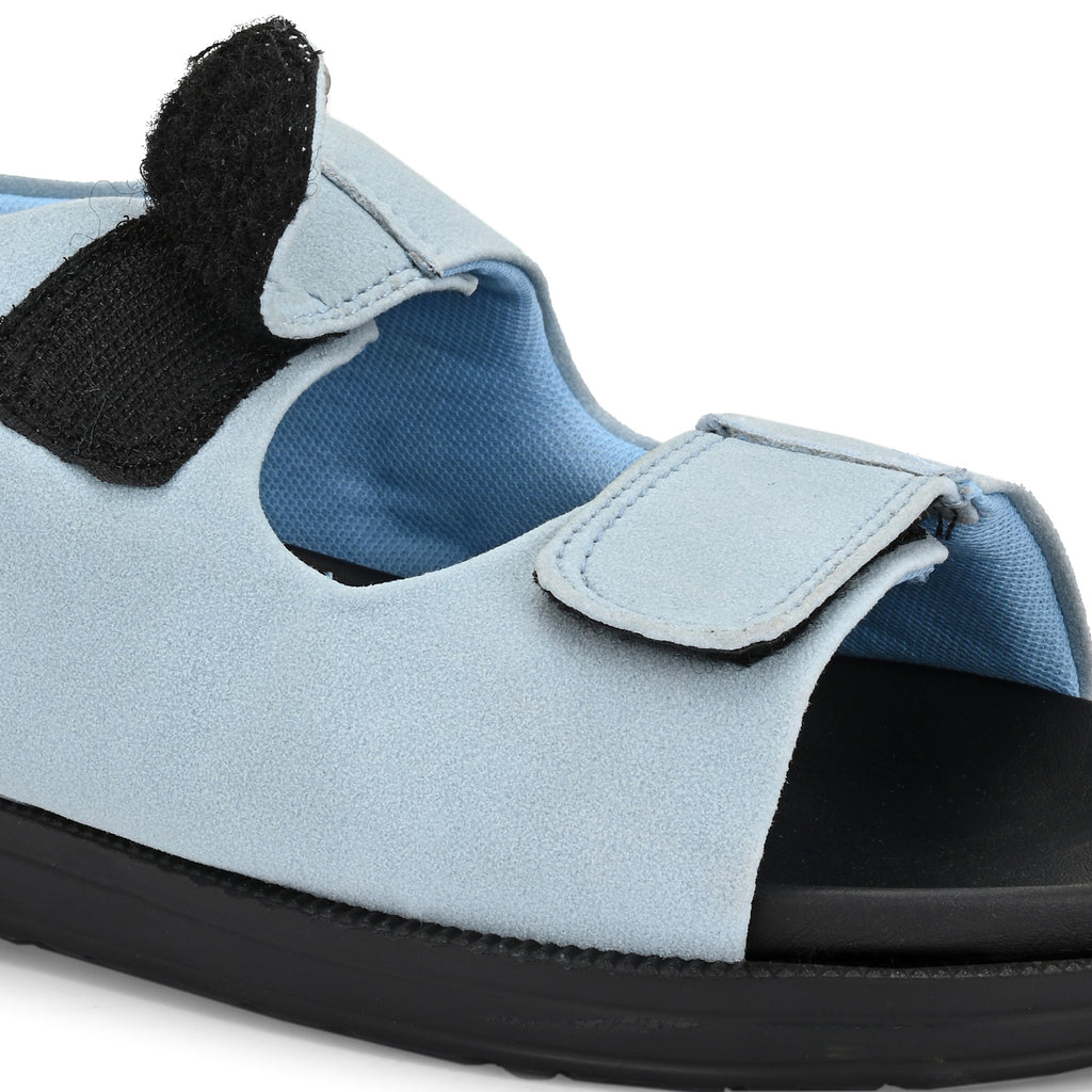 Diabetic Comfy-Pro Snow Sandal for reduction of burning and loss of sensation. 2 straps Blue