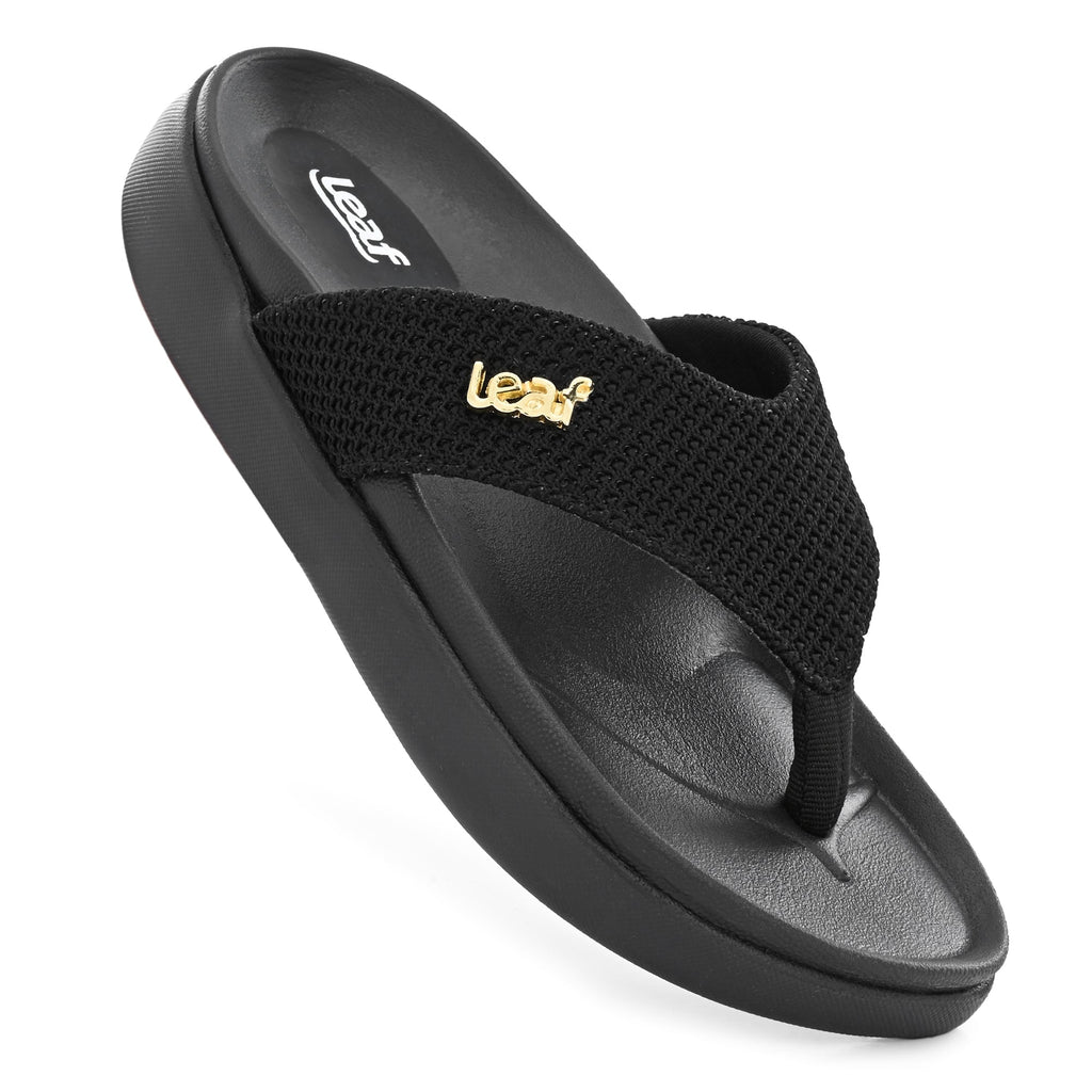 Leaf heel pain comfort slippers for women Black