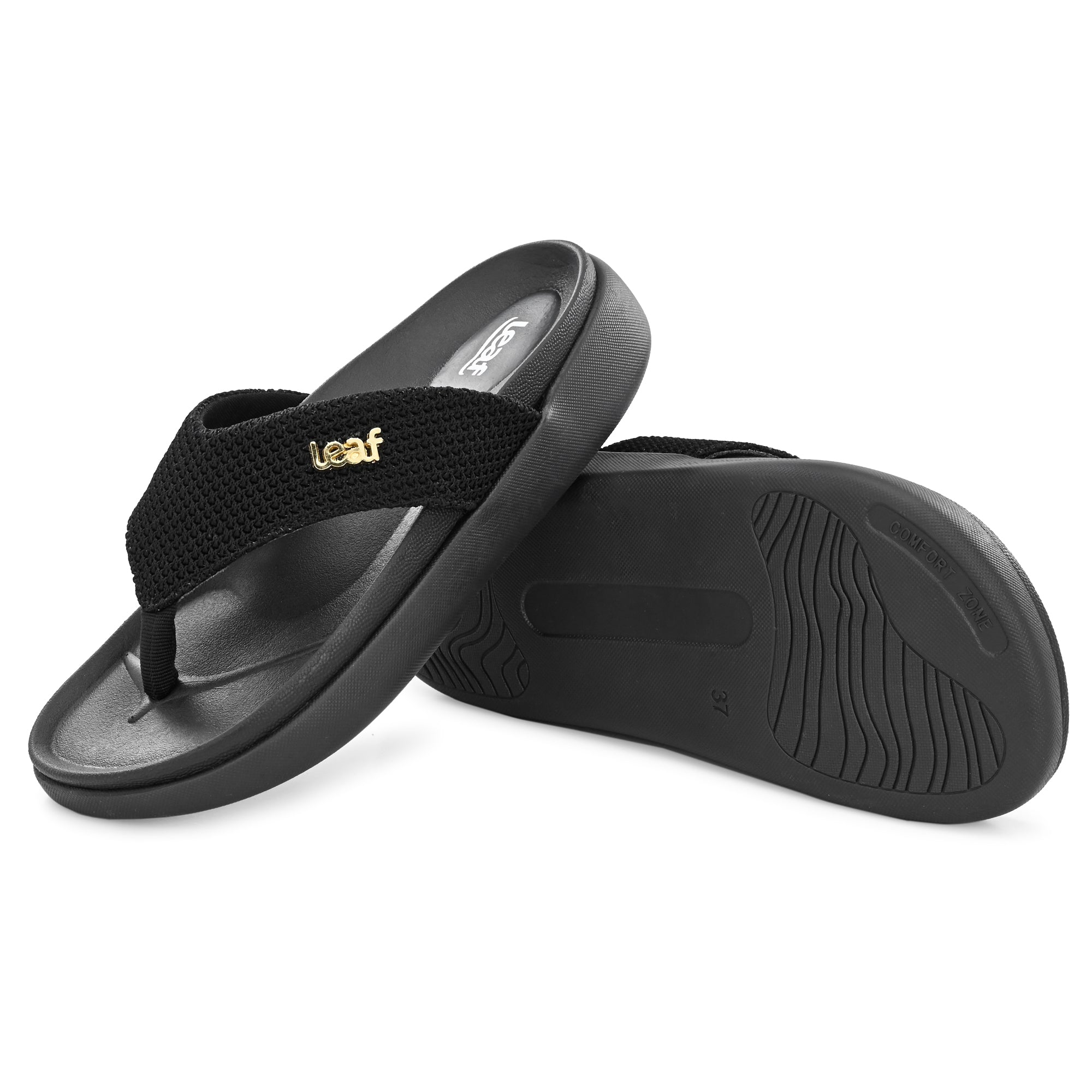 Leaf heel pain comfort slippers for women Black