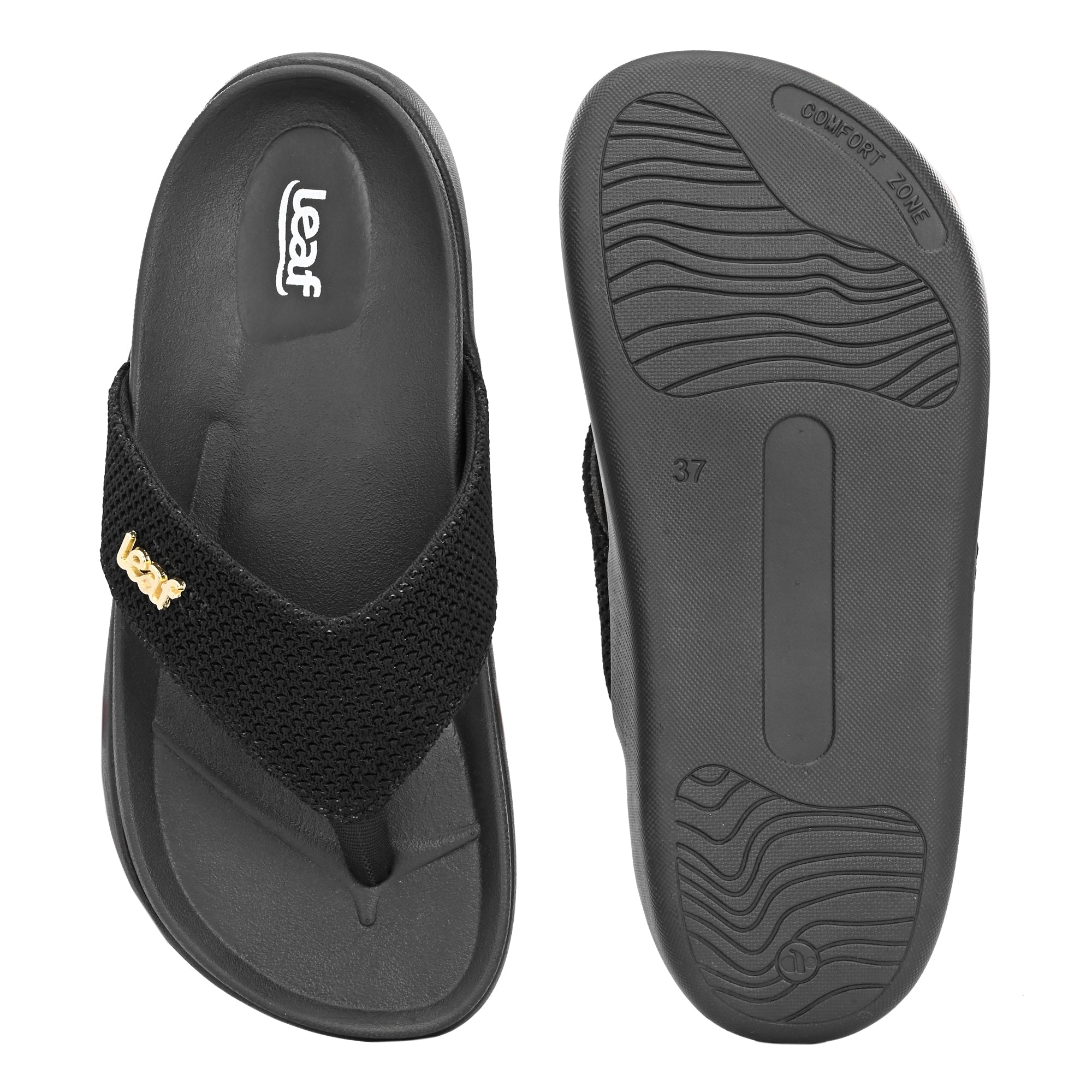 Leaf heel pain comfort slippers for women Black