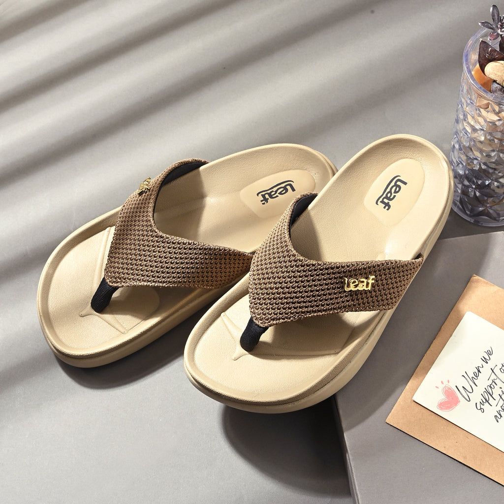 Leaf heel pain comfort slippers for women Beige