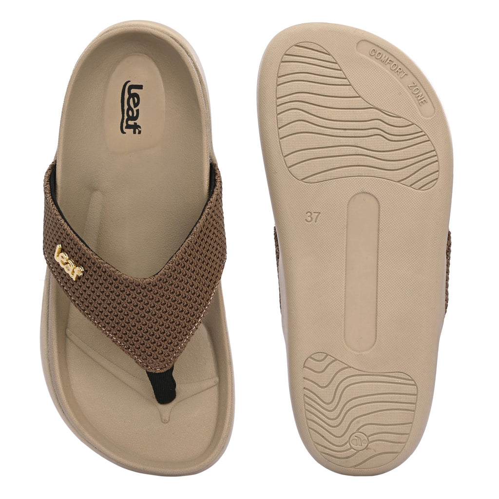 Leaf heel pain comfort slippers for women Beige