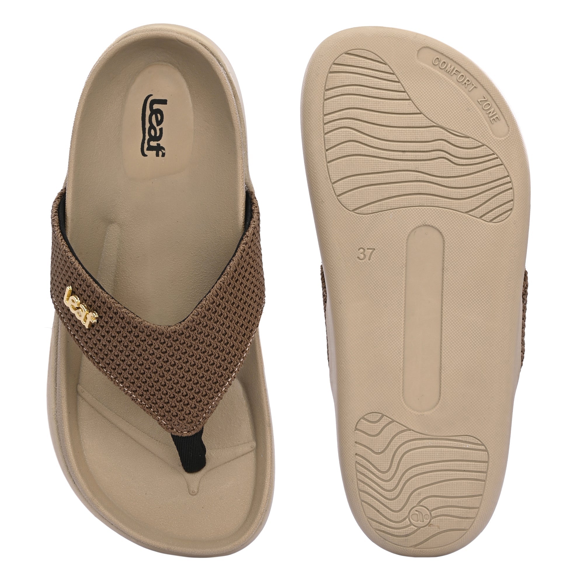 Leaf heel pain comfort slippers for women Beige