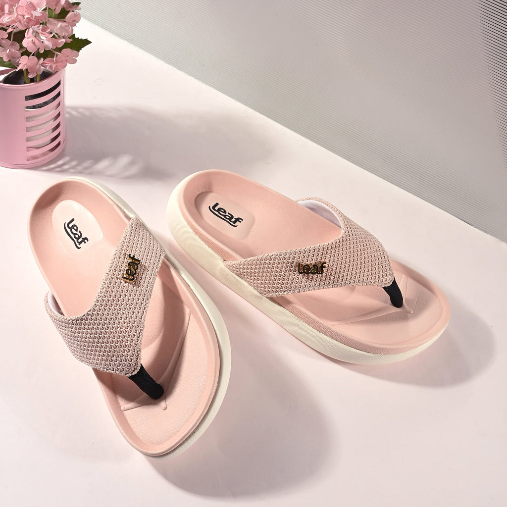 Leaf heel Pain comfort slippers for women Pink
